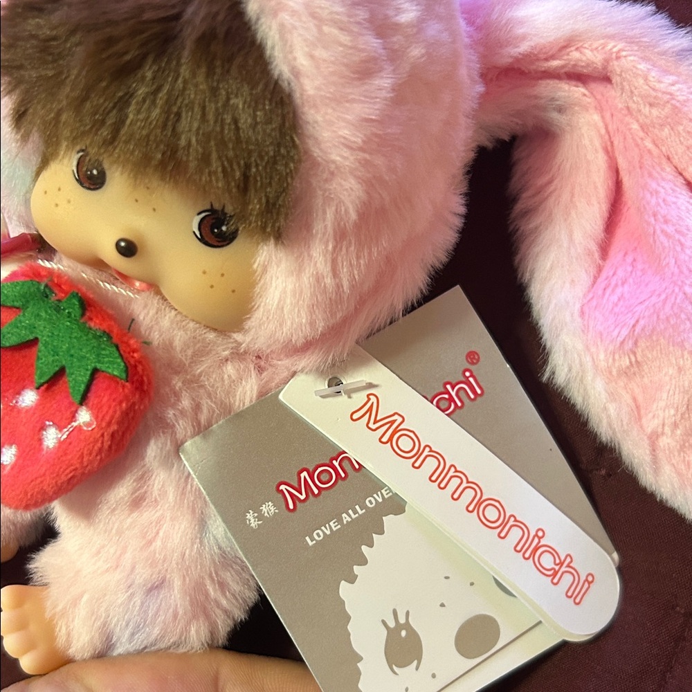 Plush Bunny Doll with Strawberry Accent - Picture 2 of 4